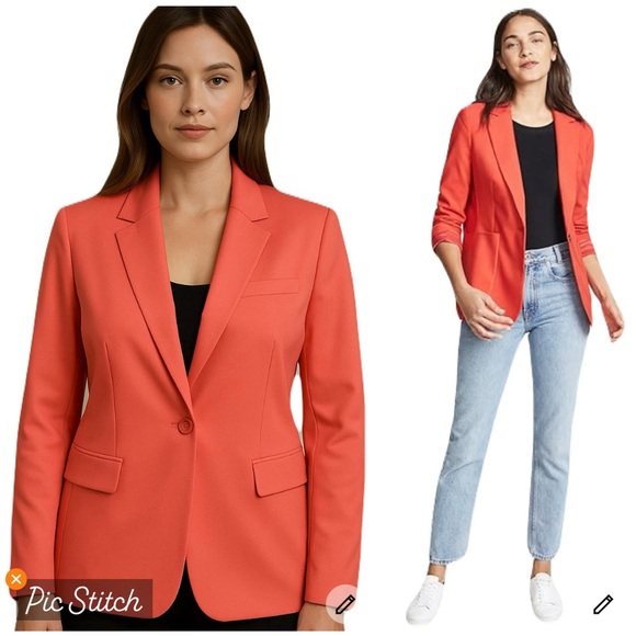 Calvin Klein One Button Salmon Cotton Blazer - Picture 1 of 14